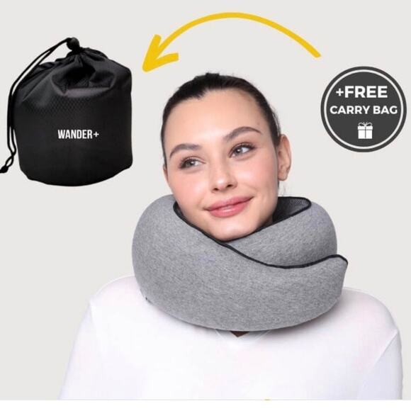 new WANDER PLUS+ Travel Pillow – Memory Foam Neck Support Airplanes & Cars Gray - Picture 7 of 10